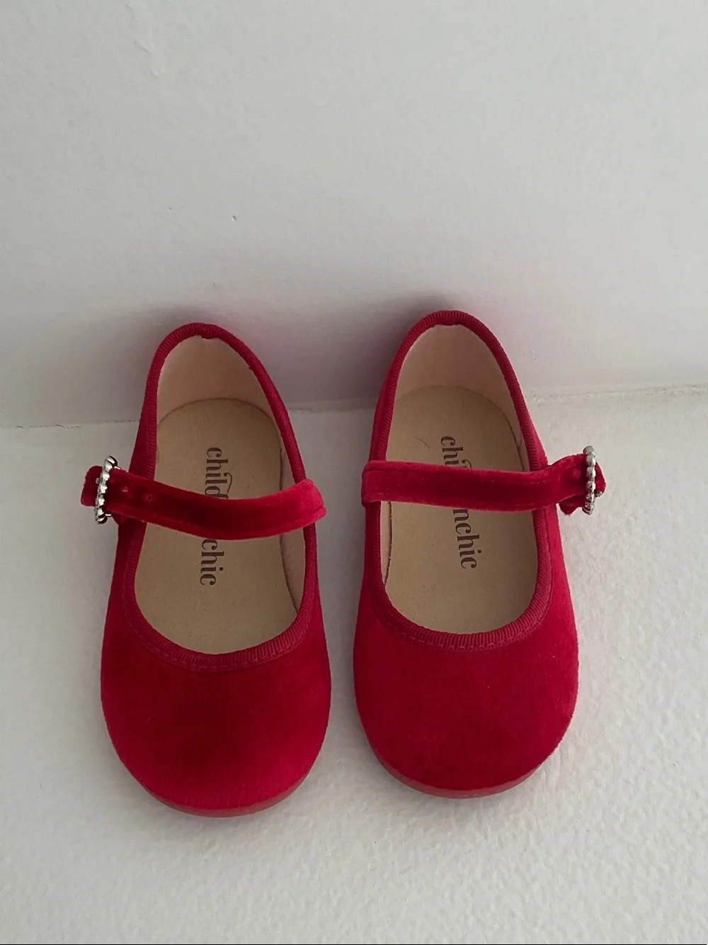 Child Chic Red Velvet Mary Jane Dress Shoes for Girls